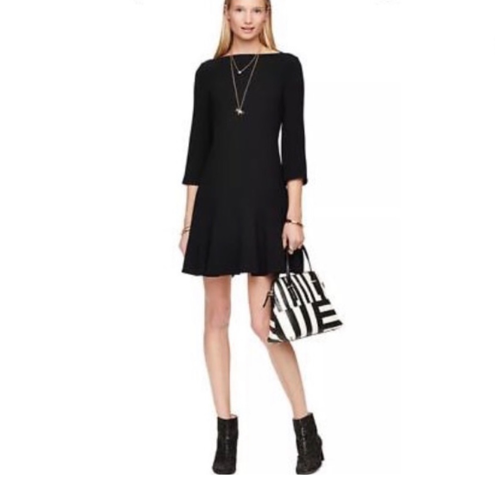 Kate Spade Black Crepe Flounce Dress